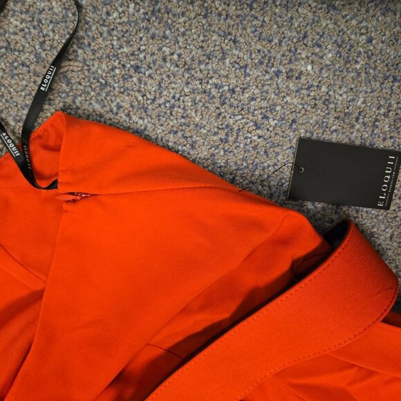 New with Flaw Eloquii Womens Red Asymmetrical Ruffle Belted Dress Size 16 - Picture 7 of 9